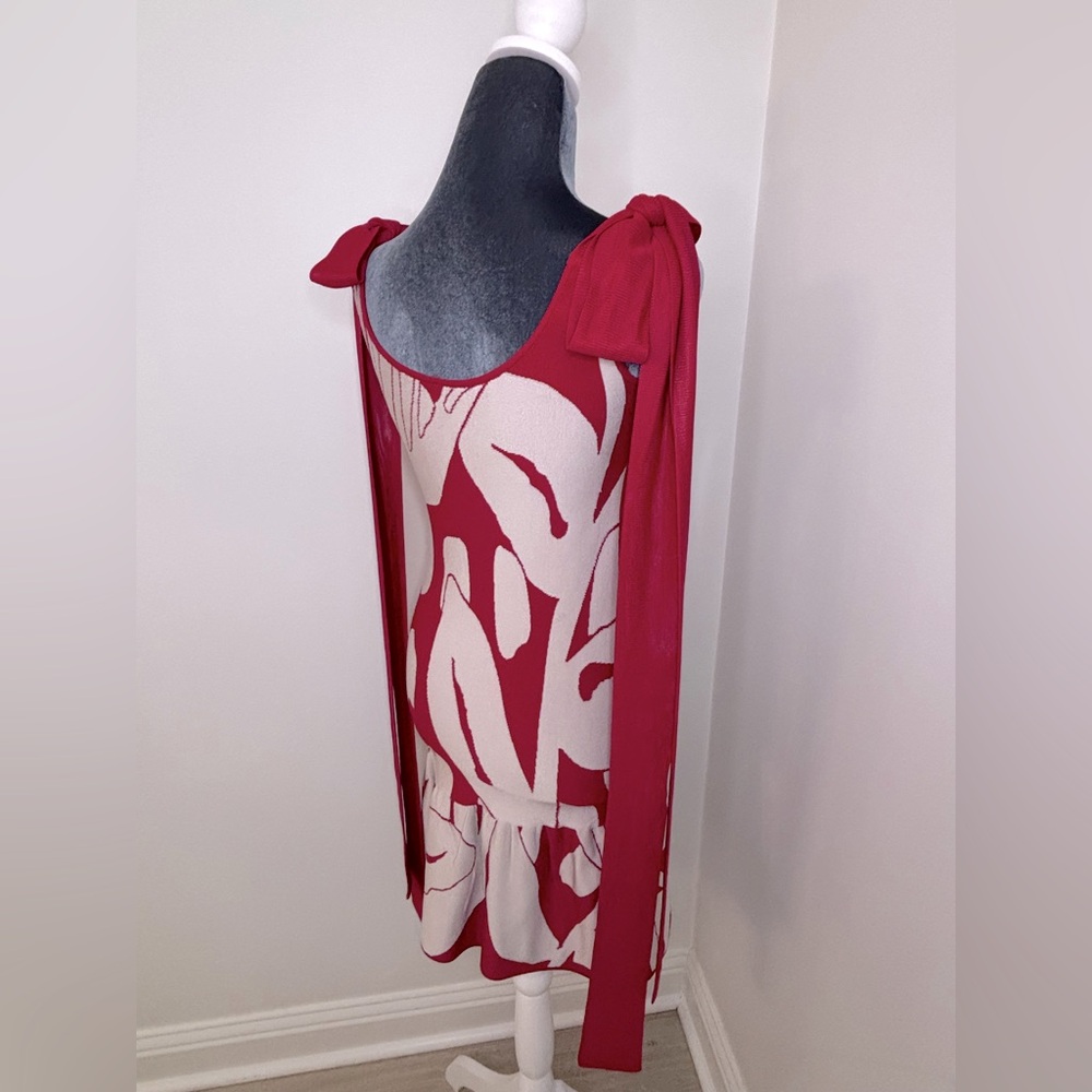 PepaPombo Red & White Floral Dress With Tie Shoulder Details Size Xs - Picture 6 of 10